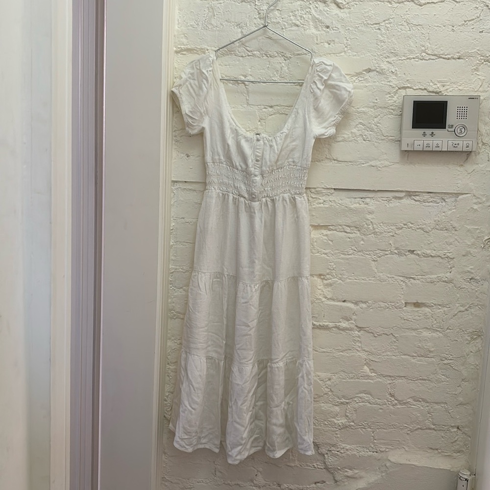 Urban Outfitters White Puff Sleeve Maxi Sundress
